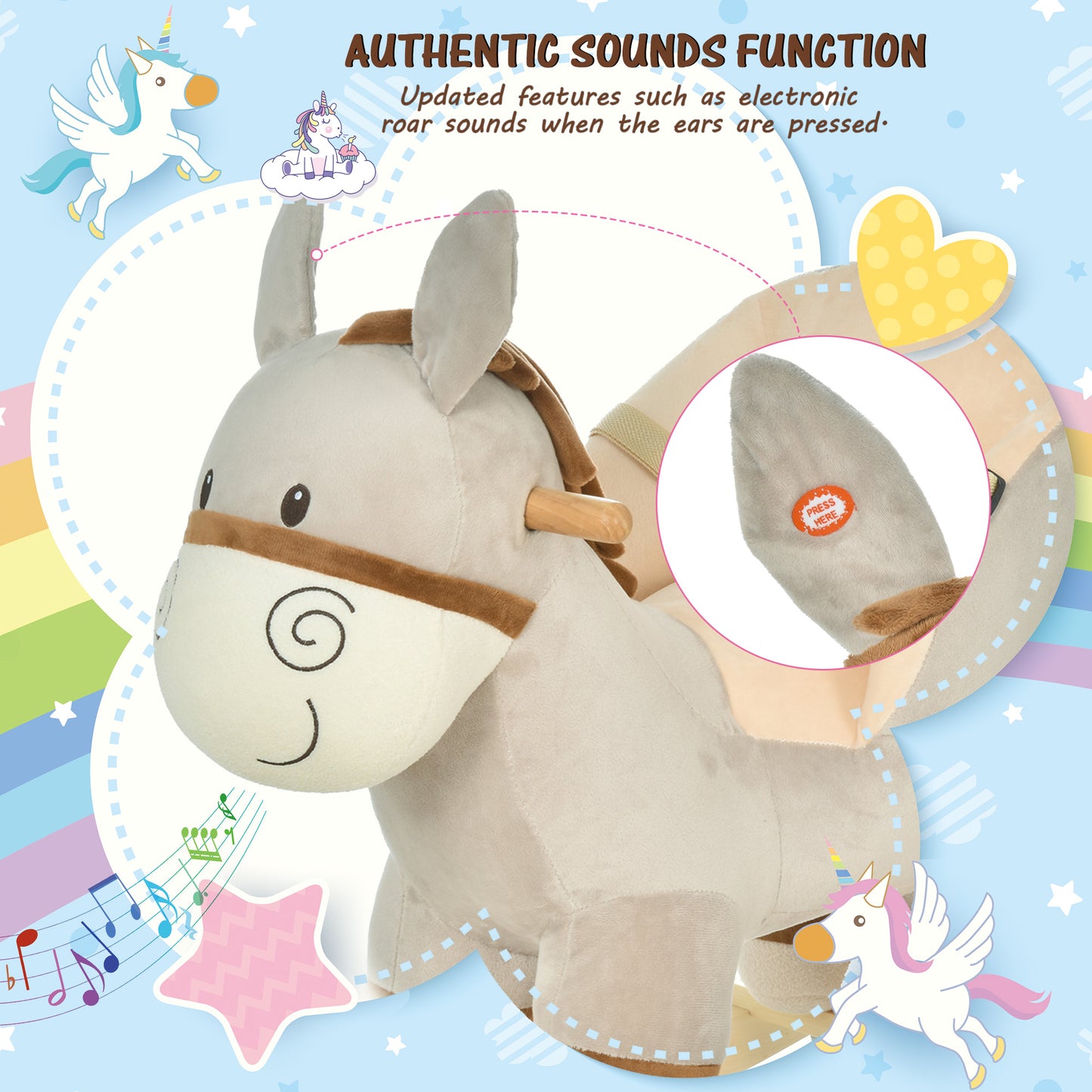 Delightful Plush Donkey Ride-On Rocker with Sounds & Safety Features for Kids