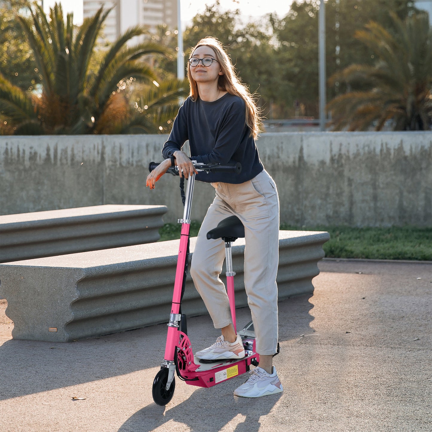 Teen Foldable Electric Scooter Electric Battery 120W w/ Brake Kickstand HOMCOM