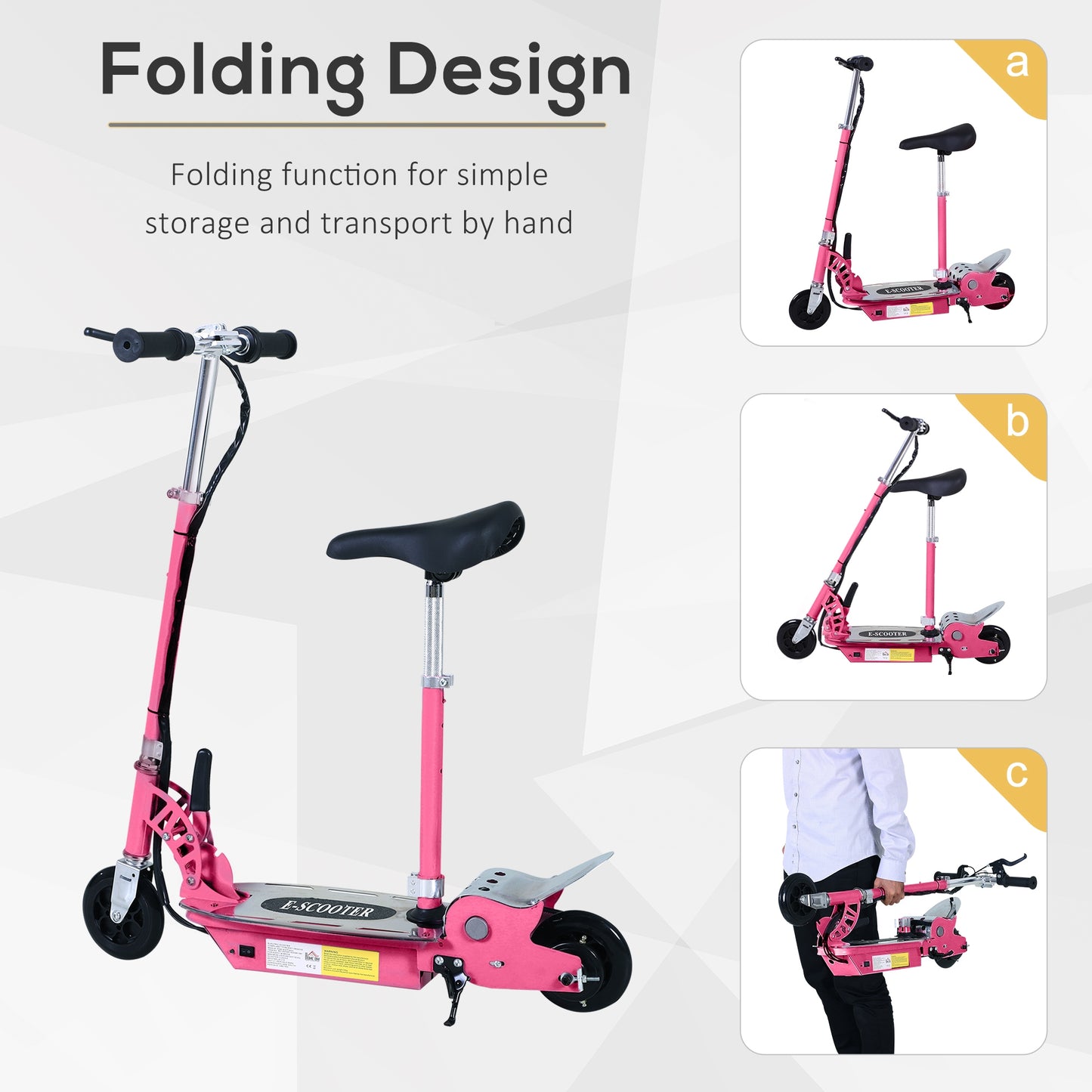 Teen Foldable Electric Scooter Electric Battery 120W w/ Brake Kickstand HOMCOM