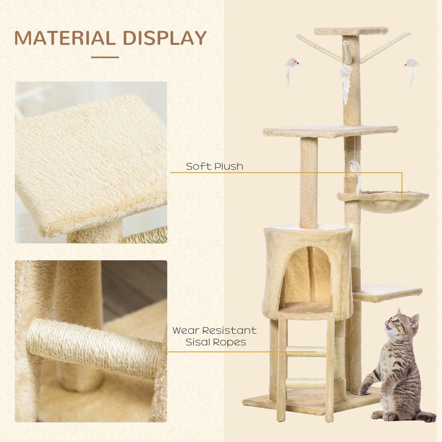 Ultimate Cat Activity Tower - 131cm Scratching Post & Condo with Fun Toys