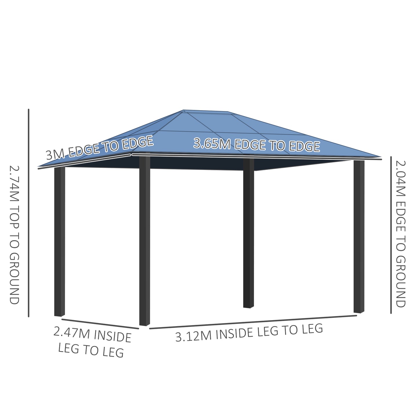 Elegant 3.6x3m Hardtop Gazebo with UV-Resistant Polycarbonate Roof - Brown