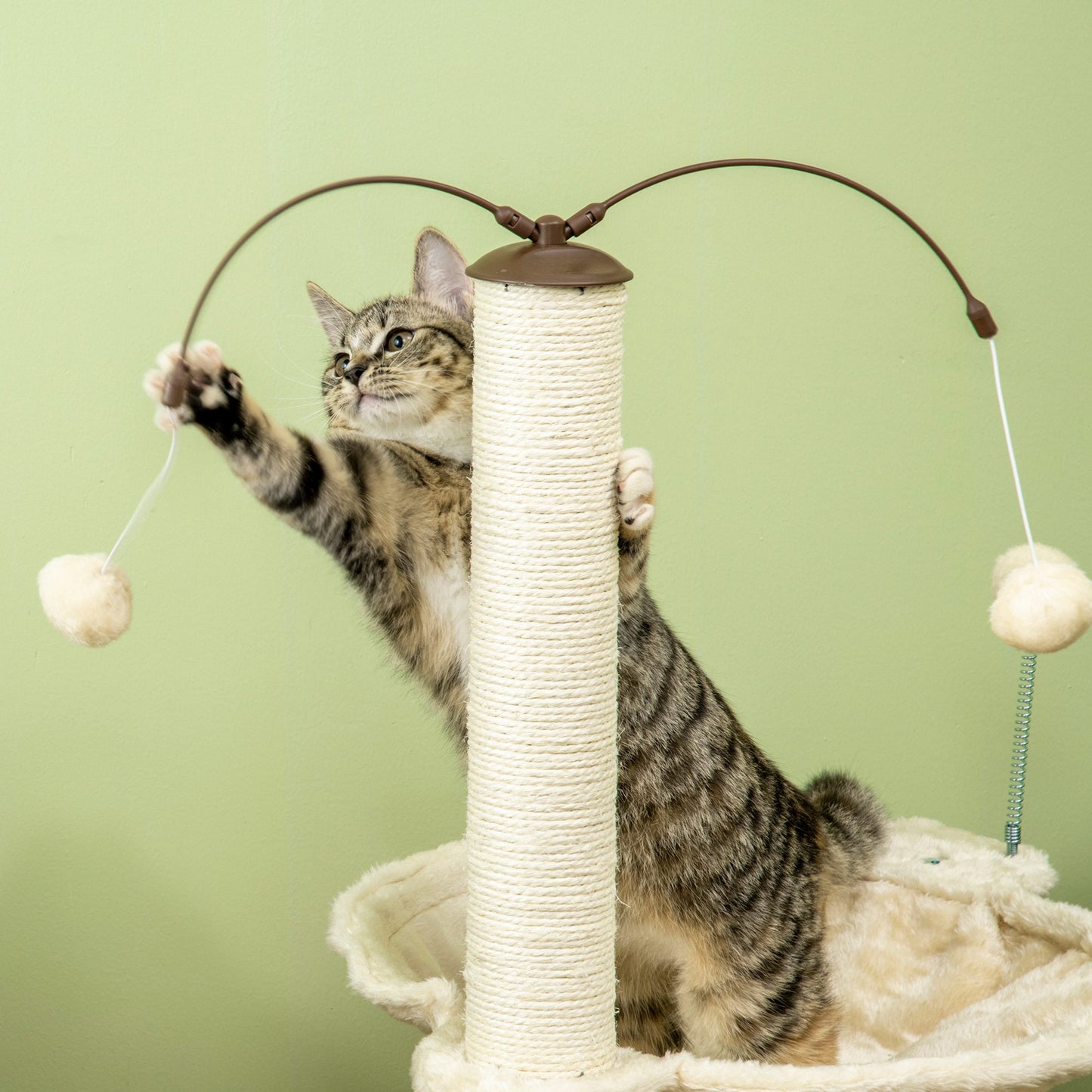 Ultimate Cat Tree with Scratching Posts, Hammock & Toys - Beige PawHut