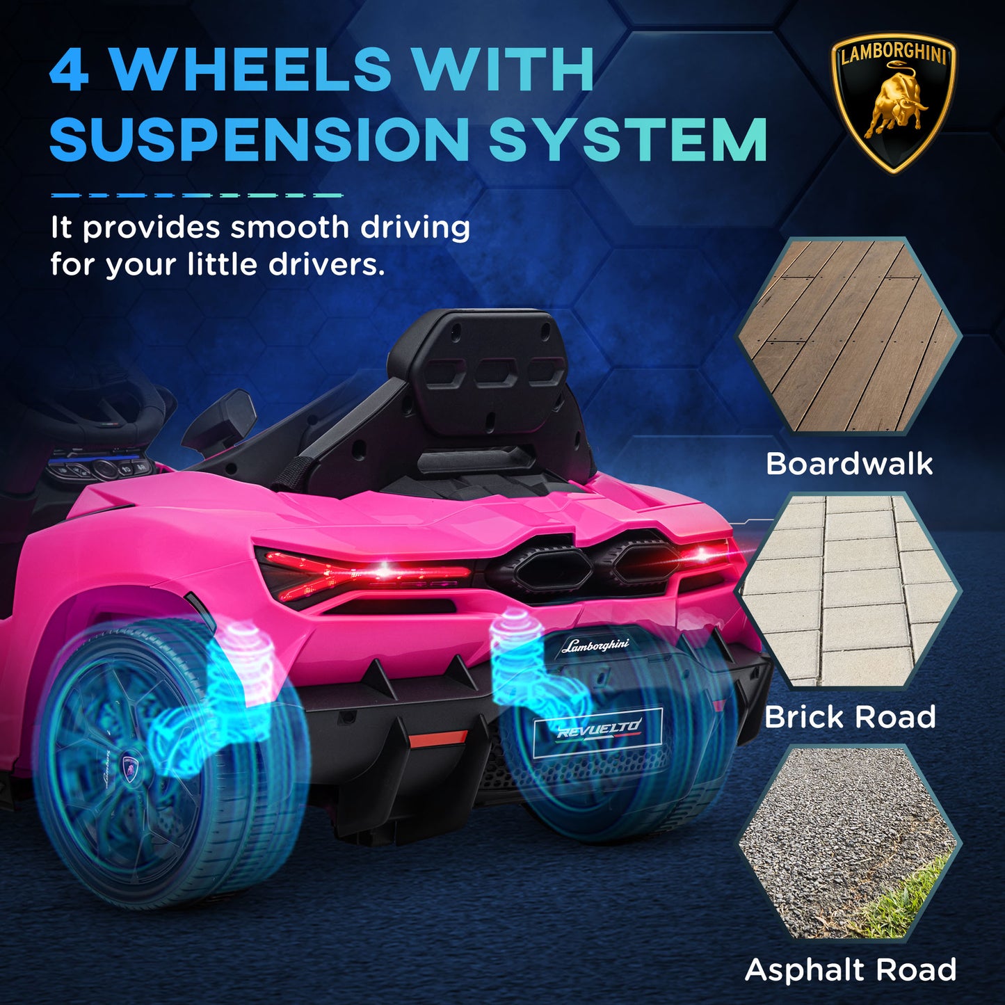 AIYAPLAY Lamborghini Revuelto Licensed Ride On Car, with Suspension, Pink