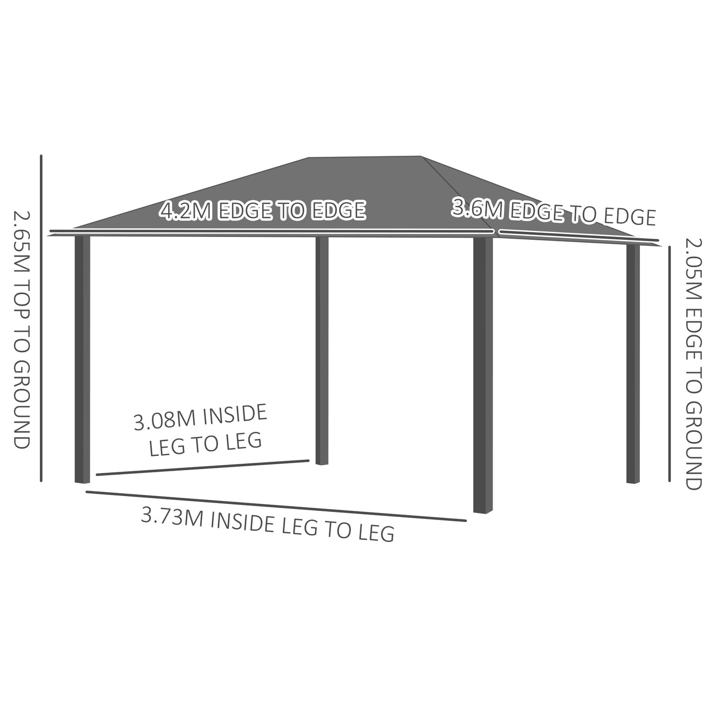 Outsunny 4x3.6m Hardtop Gazebo Canopy with Curtains & Bug Mesh - Ultimate Outdoor Retreat
