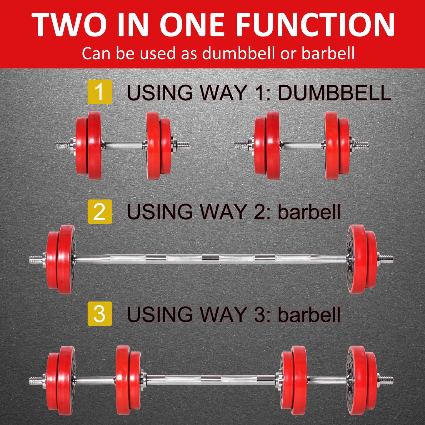 Adjustable 20KG Dumbbell & Barbell Set - Ultimate Home Gym Fitness Solution