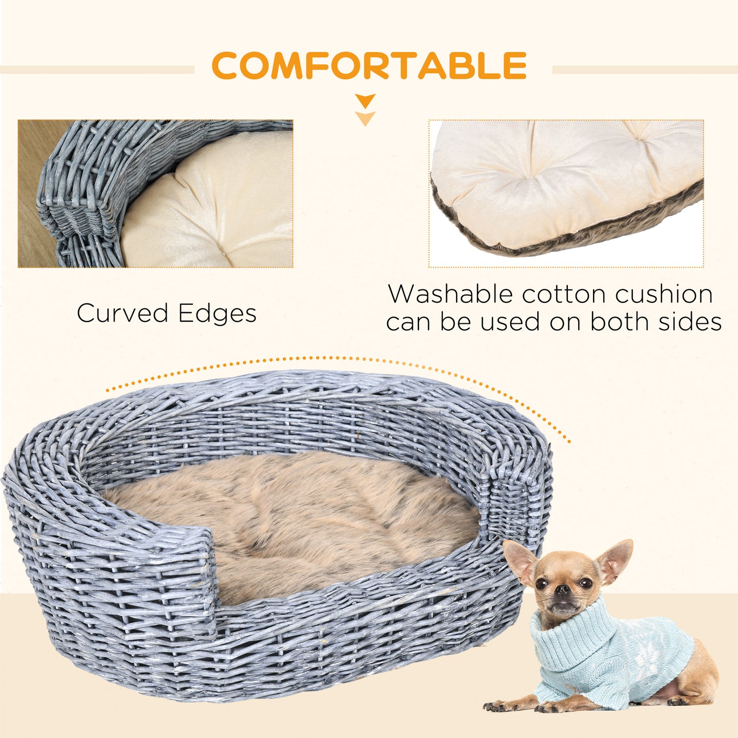 Luxury Elevated Rattan Pet Bed with Plush Cushion for Ultimate Comfort
