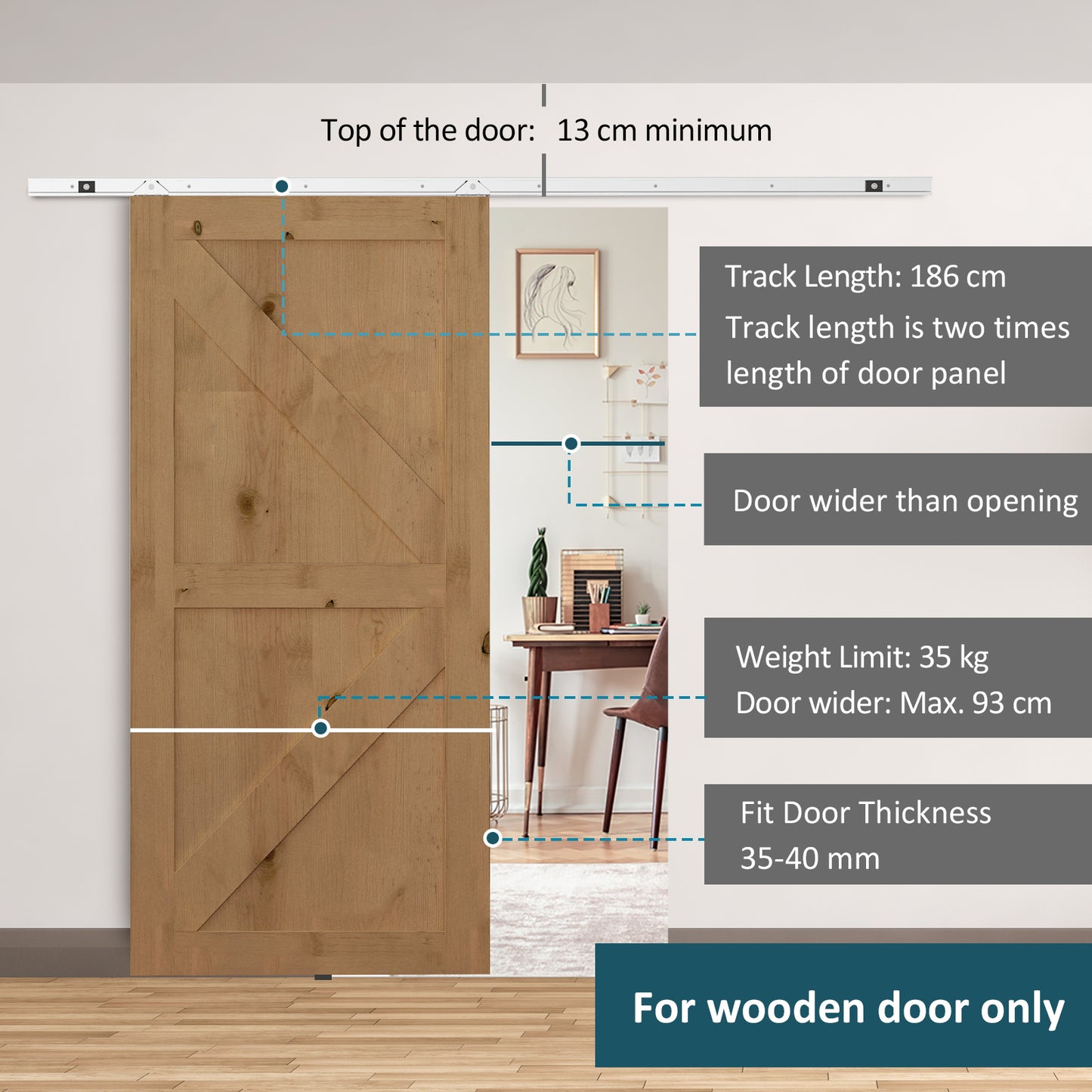 Premium Sliding Barn Door Hardware Kit - Elegant Space-Saving Track System