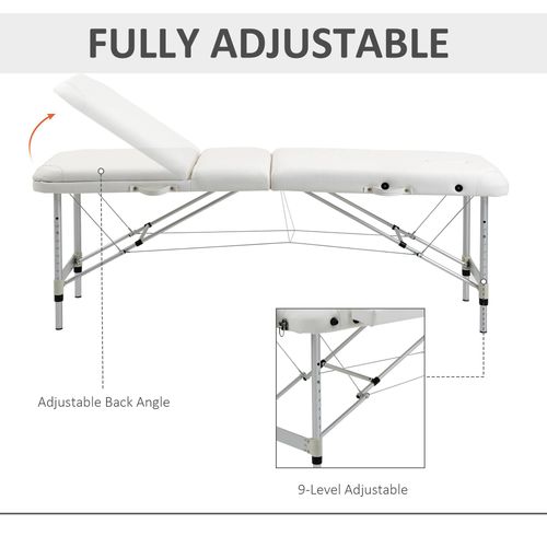 HOMCOM Portable Folding Massage Table with Adjustable Heights & Headrest