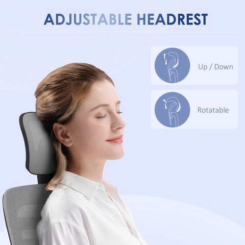 Vinsetto Ergonomic Mesh Office Chair with Adjustable Headrest - Grey Comfort