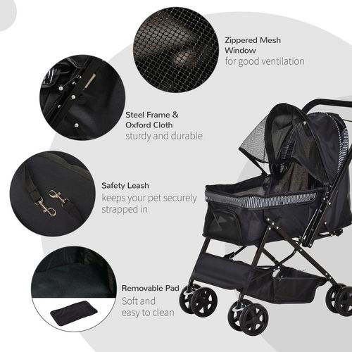 PawHut Foldable Dog Stroller with Reversible Handle - Travel in Style!