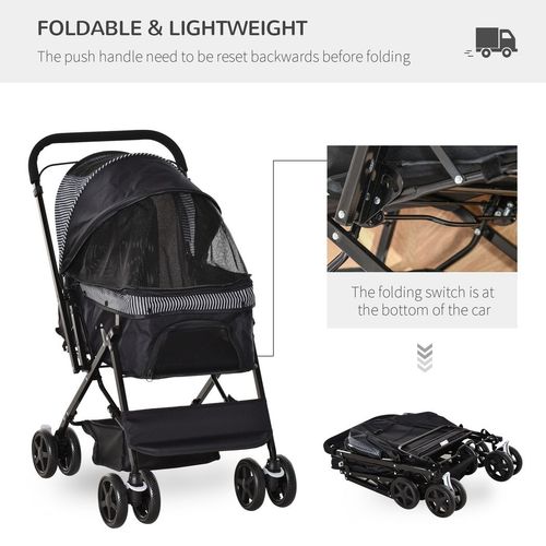PawHut Foldable Dog Stroller with Reversible Handle - Travel in Style!