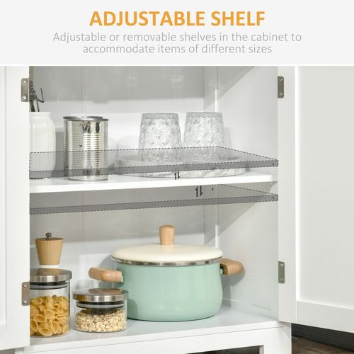 Elegant HOMCOM White Kitchen Pantry Cabinet with Adjustable Shelves & Glass Doors
