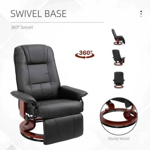 Luxurious Ergonomic Recliner with Footrest - Black PU Leather Sofa Chair