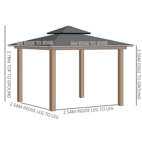 Spacious 3x3m Hardtop Gazebo with Curtains & Netting for Ultimate Outdoor Comfort