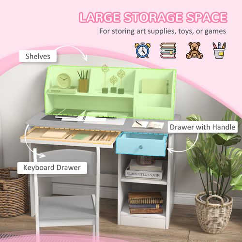 ZONEKIZ Children's Desk & Chair Set with Smart Storage - Perfect for Ages 5-8!