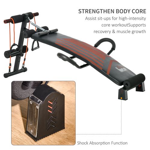 HOMCOM Adjustable Sit-Up Bench with Comfort Headrest & Resistance Ropes