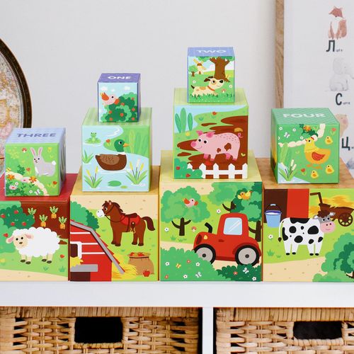 Colorful SOKA Farm Stacking Cubes – Build, Nest & Learn!