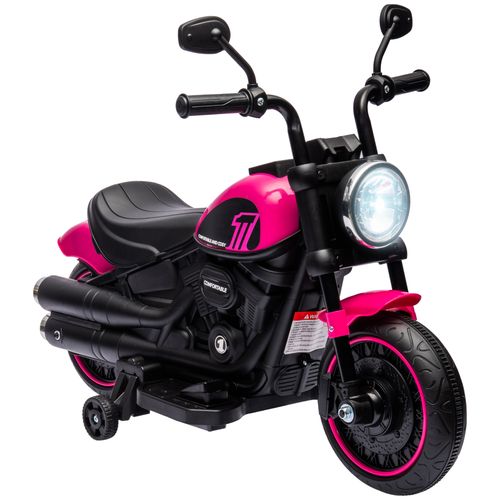 Pink 6V Electric Motorbike for Toddlers with Training Wheels & Headlight