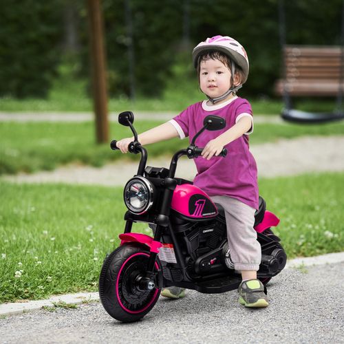Pink 6V Electric Motorbike for Toddlers with Training Wheels & Headlight