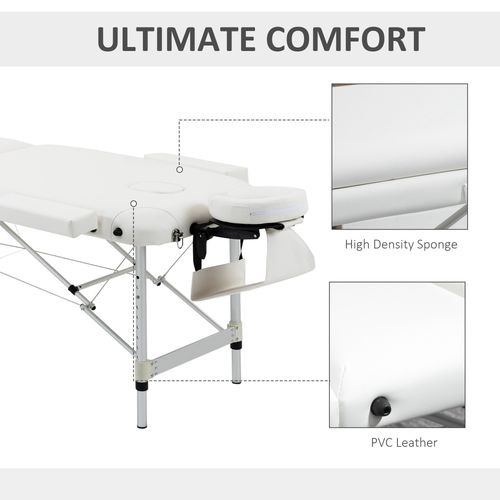 HOMCOM Portable Folding Massage Table with Adjustable Heights & Headrest
