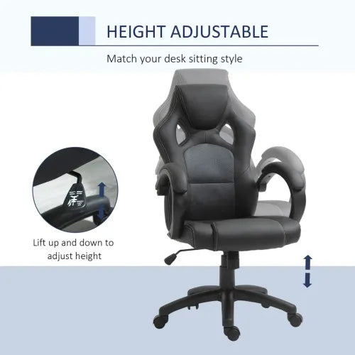 Vinsetto Executive Racing Swivel Chair - Ergonomic PU Leather for Office & Gaming