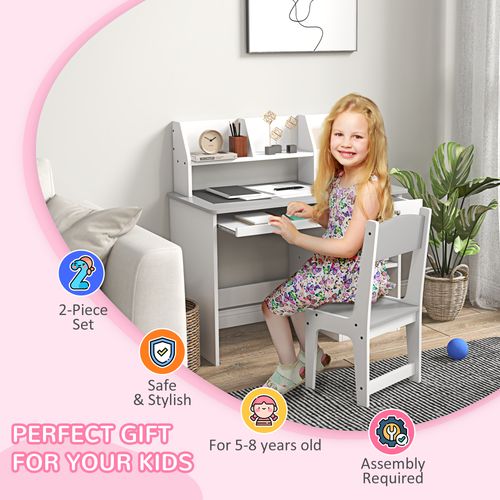ZONEKIZ Children's Desk & Chair Set with Smart Storage - Perfect for Ages 5-8!