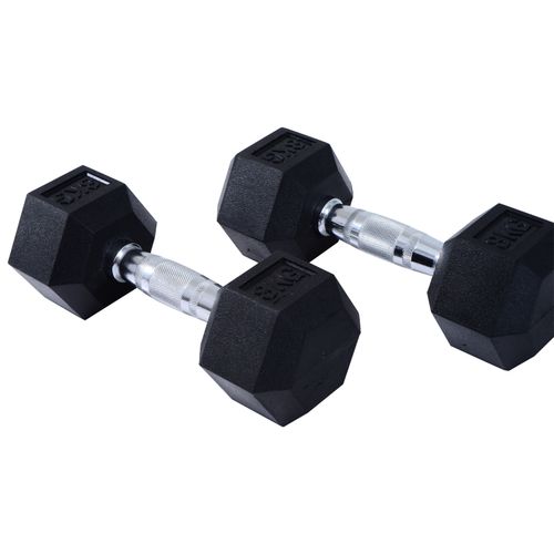 Hexagonal Rubber Dumbbells Set: 2x5kg for Ultimate Home Workout Excellence