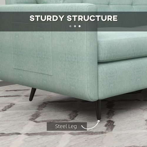 Modern HOMCOM 2-Seater Sofa: Stylish Fabric Couch with Wood Legs & Cushions