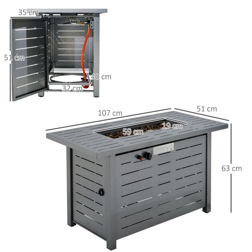 Propane Gas Fire Pit Table Smokeless Firepit Outdoor Heater Cover Lava Rocks Lid