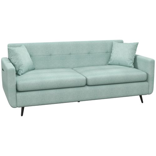 Modern HOMCOM 2-Seater Sofa: Stylish Fabric Couch with Wood Legs & Cushions