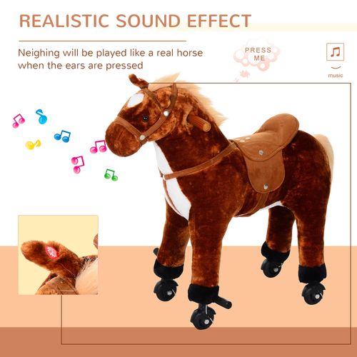 Galloping Plush Pony Ride-On: Interactive Horse Toy with Sounds & Wheels