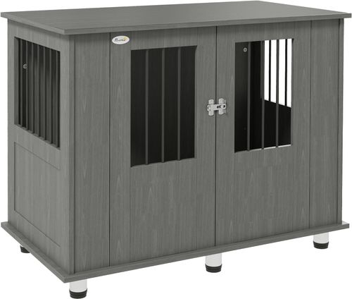 PawHut Dual-Function Dog Crate & Stylish Side Table - Secure & Chic Design