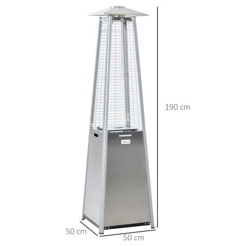 Outsunny 11.2KW Patio Gas Heater Pyramid Heater w/ Regulator Hose Cover, Silver