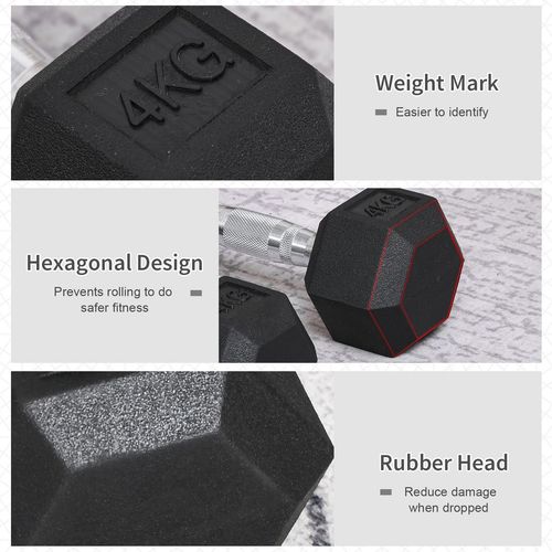 Durable Hexagonal Dumbbells Set - Perfect for Home & Gym Workouts, 2x4kg