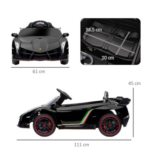 Lamborghini Veneno Kids Electric Ride-On Car with Remote - Black Edition