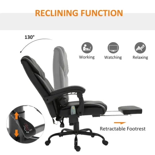6-Point Electric Massage Racing Chair with Adjustable Height & Remote Control