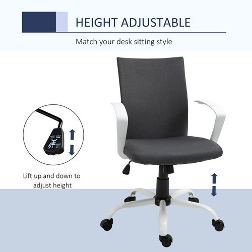 Ergonomic Dark Grey Linen Swivel Desk Chair - Comfort Meets Style