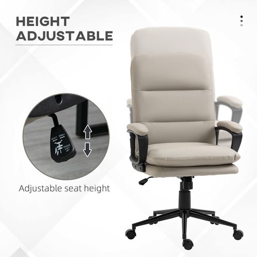 Vinsetto Grey PU Leather Ergonomic Office Chair with Adjustable Height & Armrests