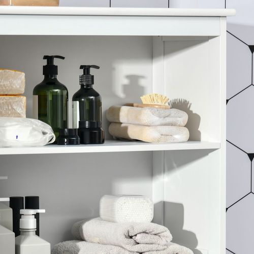 Elegant HOMCOM White Kitchen Pantry Cabinet with Adjustable Shelves & Glass Doors