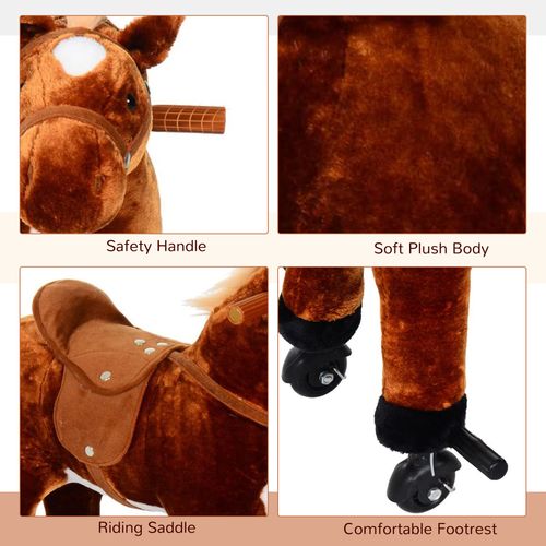 Galloping Plush Pony Ride-On: Interactive Horse Toy with Sounds & Wheels