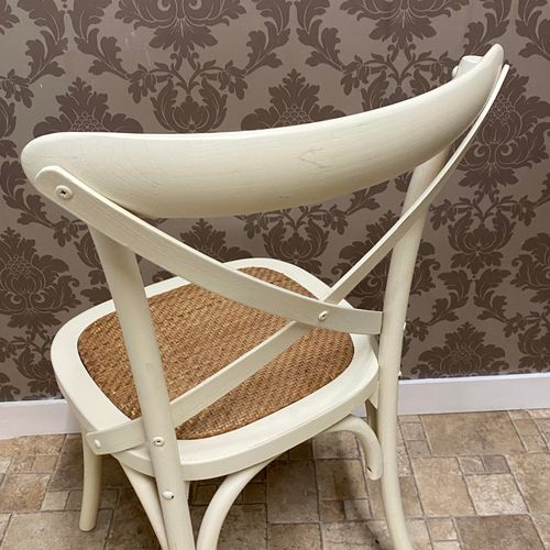 Elegant White French Cross Back Chair - Stackable & Easy to Clean!