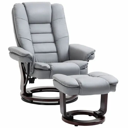 Luxurious Grey Swivel Recliner with Footrest - Comfort Meets Style