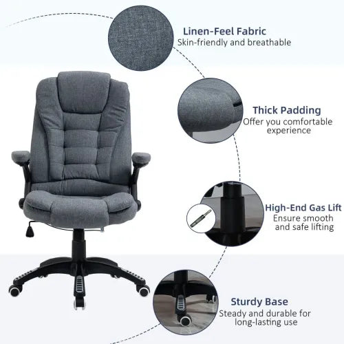 Executive Comfort: High Back Swivel Office Chair with Arms - Dark Grey