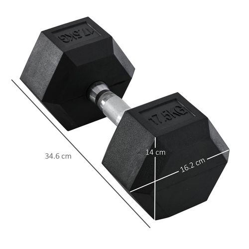 17.5KG Hex Rubber Dumbbell - Portable Strength for Home & Outdoor Workouts