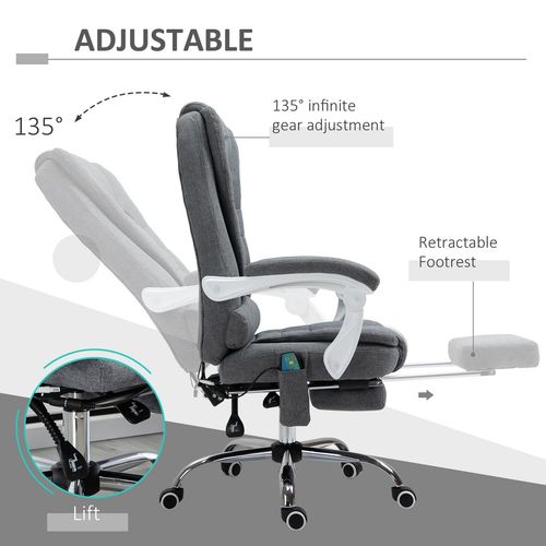 Vintage Heated Massage Office Chair with 6 Vibration Points - Grey Comfort
