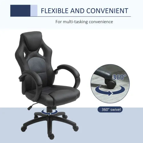 Vinsetto Executive Racing Swivel Chair - Ergonomic PU Leather for Office & Gaming