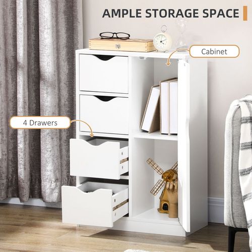 Stylish 4-Drawer Storage Cabinet & Shelf - Perfect for Home and Office Organization