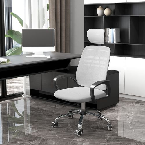 Vinsetto Ergonomic Mesh Office Chair with Adjustable Headrest - Grey Comfort