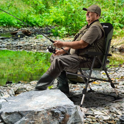 Ultimate Comfort Outsunny Folding Fishing Chair with 7-Position Backrest
