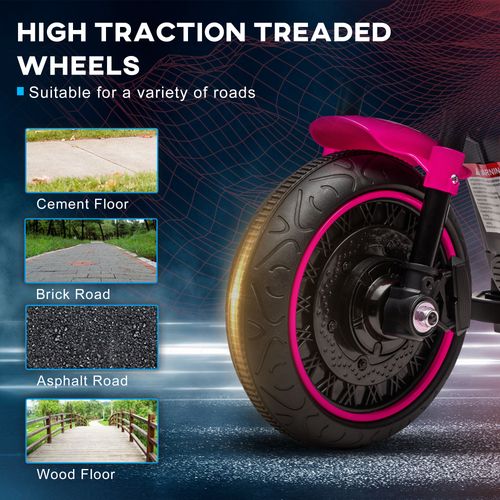 Pink 6V Electric Motorbike for Toddlers with Training Wheels & Headlight